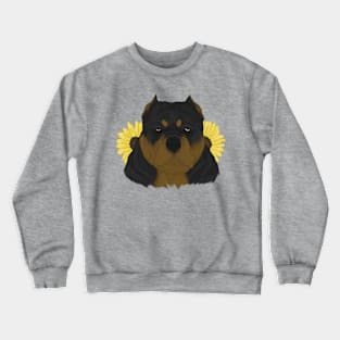 Black Tan American Bully with Sunflowers Crewneck Sweatshirt